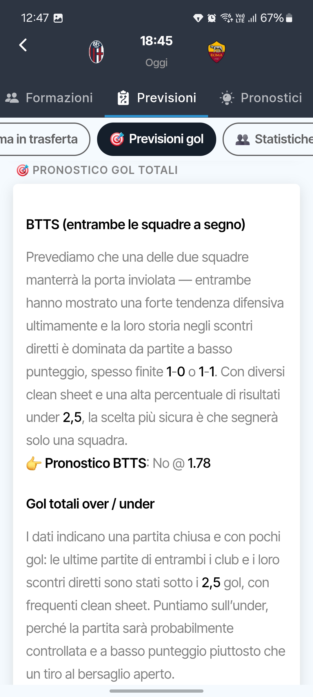 Pronostici partita